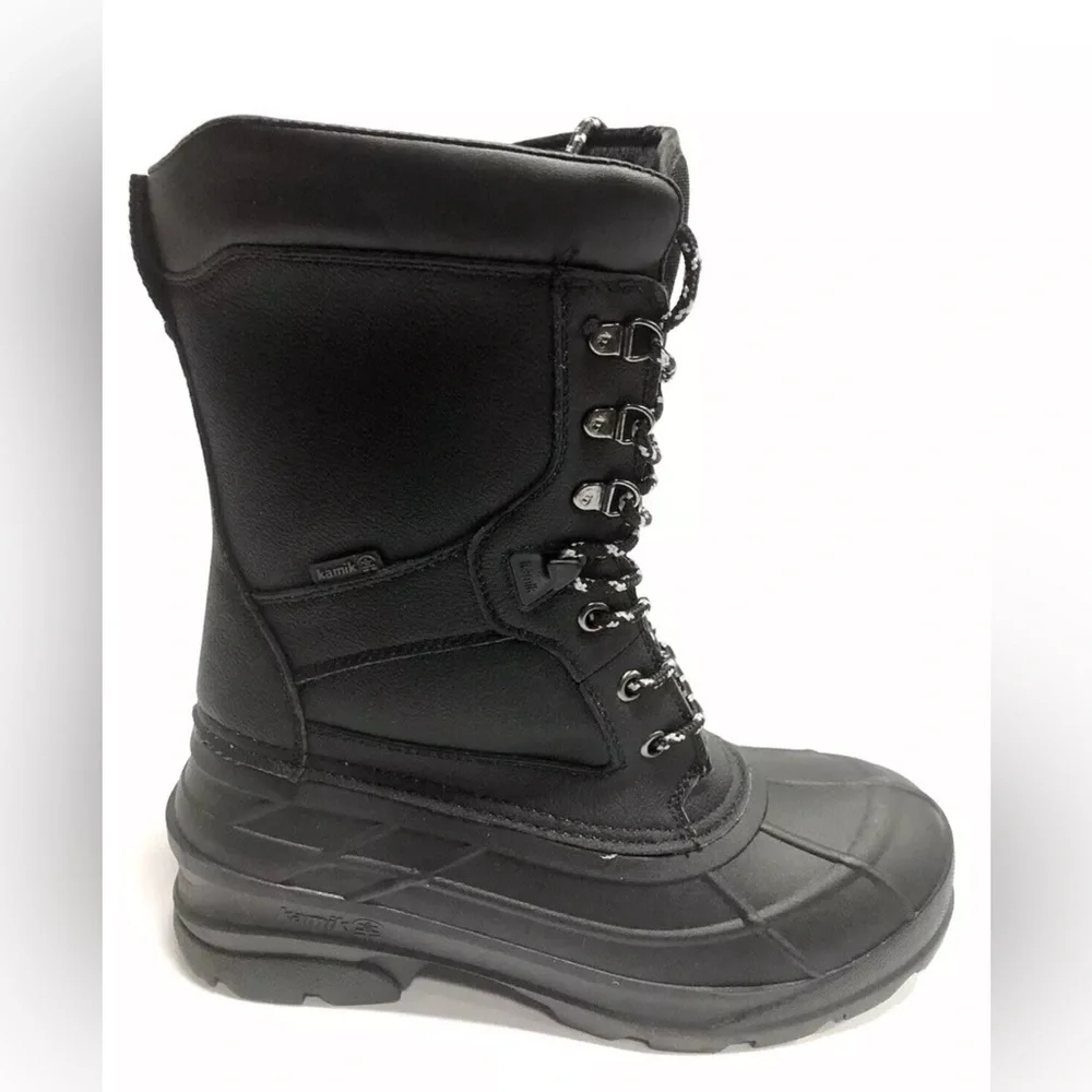Kamik Men’s Nationpro, Black Waterproof Winter Boots, Size 9M